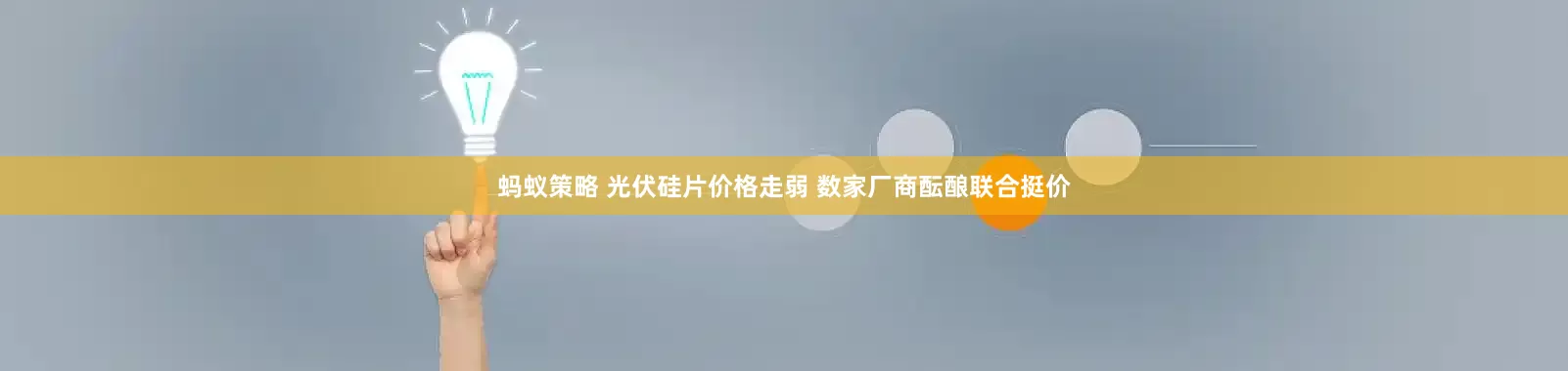 蚂蚁策略 光伏硅片价格走弱 数家厂商酝酿联合挺价